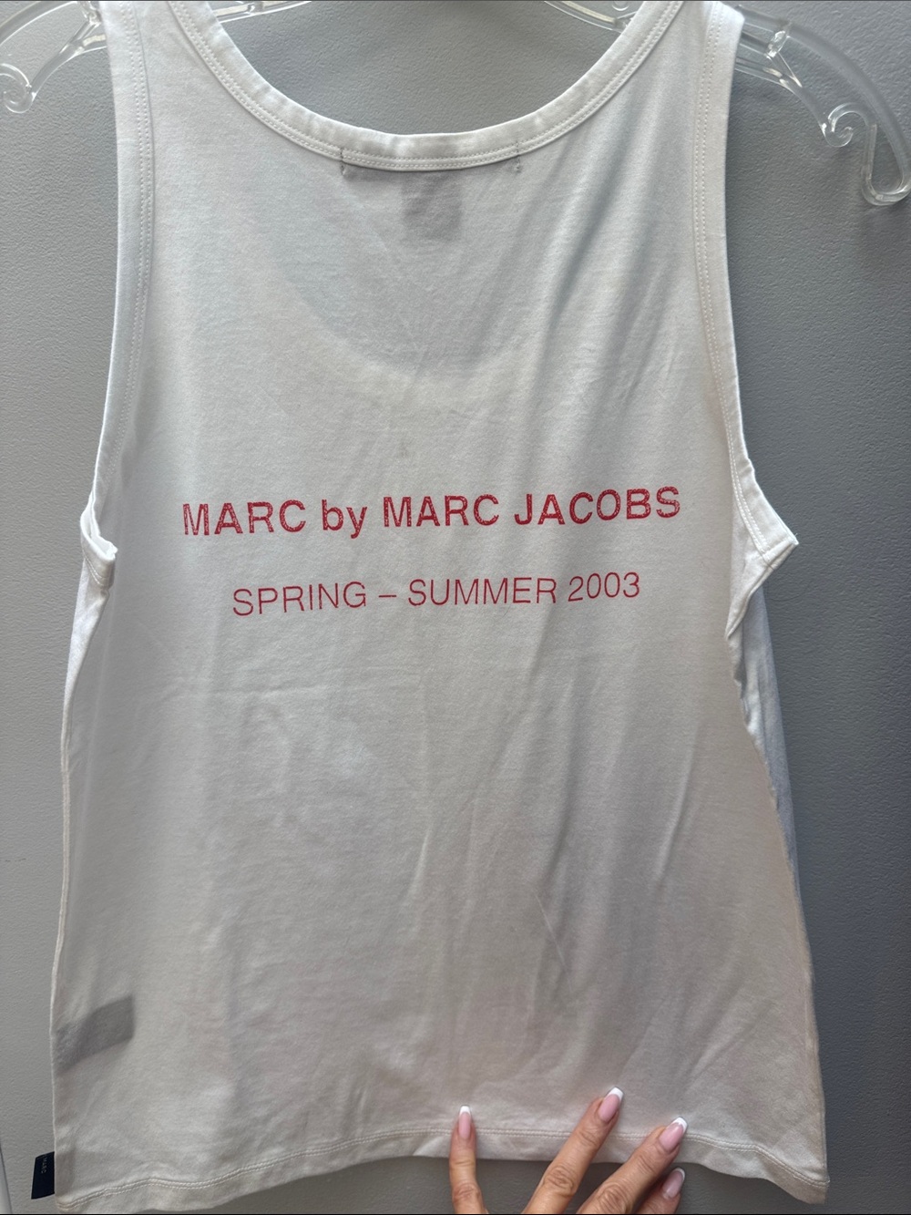 Marc by Marc Jacobs White Tank with Red Logo Text
